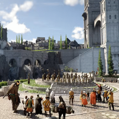 Crimson Desert gameplay demo showing protagonist Kliff in a massive open-world battle scene