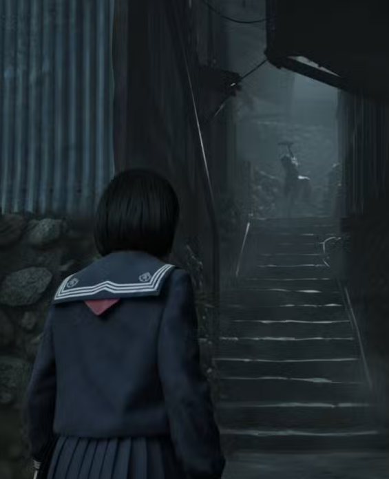 Silent Hill f gameplay screenshot showing eerie atmosphere and horror design